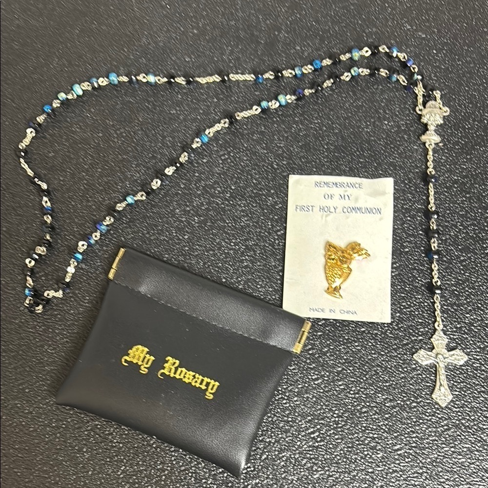 My Rosary Holy Communion Italy Pouch Pin. & Rosary Gift Set